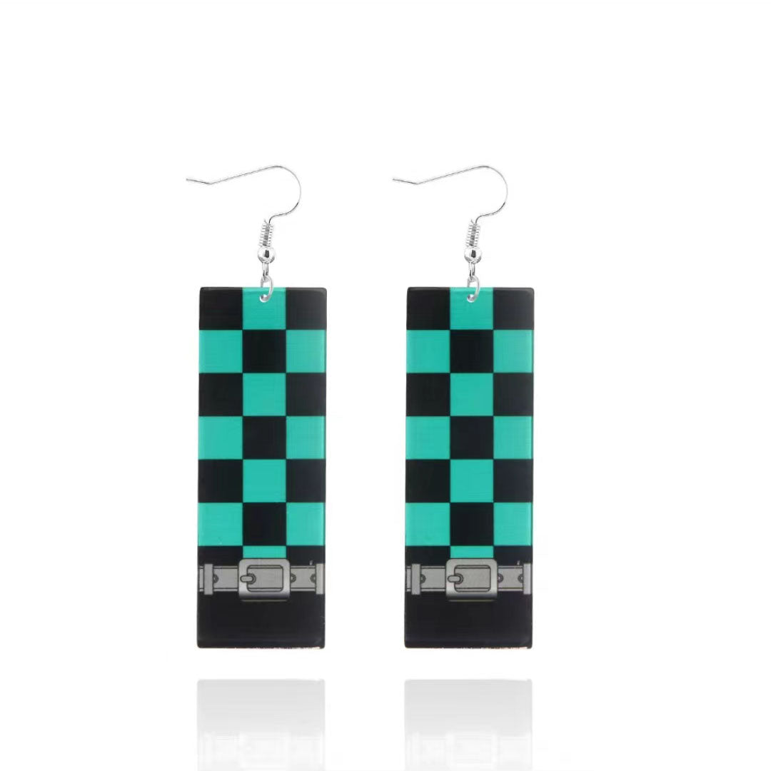 Demon Slayer Anime Earrings, Tanjiro Hanafuda Drop Dangle Earrings, Multiple Styles Acrylic Cosplay Earrings, Demon Slayer Kimetsu No Yaiba Jewelry, Anime Cosplay Accessories Gift for Demon Slayer Fans