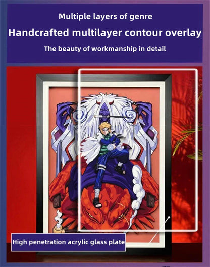 Naruto Namikaze Minato 3D Paper Cut Shadow Box Framed Art, Handmade Layered Papercraft Wall Decor, Anime Picture Frame, Fan Collectible Room Decor Gift