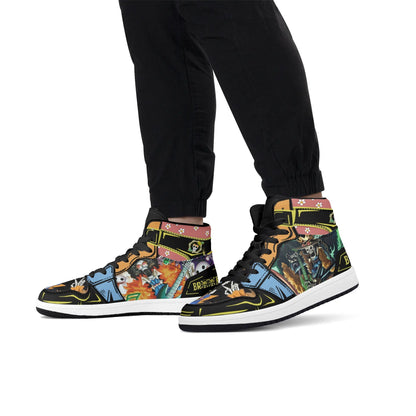 One Piece Brook Anime High Top Sneakers, Custom Printed Brook Skull Character Fashion Casual Shoes, One Piece Anime Streetwear Footwear, Anime Sneaker Gift for One Piece Fans