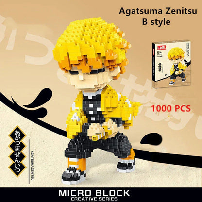 Demon Slayer Micro Building Blocks Set, Anime Character Mini Brick Figure, Tanjiro Nezuko Zenitsu Inosuke Rengoku Giyuu DIY Assembly Model, Collectible Anime Statue Toy, Gift for Anime Fans