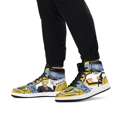 One Piece Sanji Anime High Top Sneakers, Custom Printed Sanji Character Fashion Casual Shoes, One Piece Anime Streetwear Footwear, Anime Sneaker Gift for One Piece Fans
