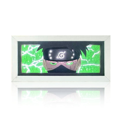 Naruto Anime Paper Cut Light Box, 3D Paper Carving LED Frame Lamp, Sharingan Character Night Light, Desktop Wall Art Decor, Collectible Anime Gift for Naruto Fans