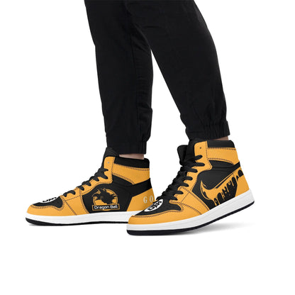 Dragon Ball Son Goku Anime High Top Sneakers, Yellow Black Custom Print Streetwear Shoes, Men Women Casual Fashion Sneakers, Anime Fan Collectible Footwear Gift