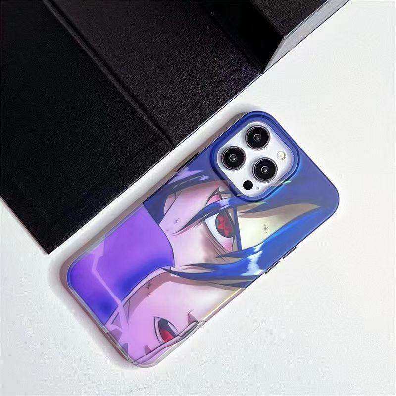 Naruto Anime Holographic Print Phone Case for iPhone, Uchiha Sasuke Hatake Kakashi Color Shifting Manga Character Cover, Slim Shockproof Anti-Scratch Soft Protective Phone Shell, Anime Naruto Fan Birthday Gift