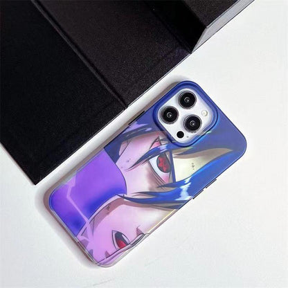 Naruto Anime Holographic Print Phone Case for iPhone, Uchiha Sasuke Hatake Kakashi Color Shifting Manga Character Cover, Slim Shockproof Anti-Scratch Soft Protective Phone Shell, Anime Naruto Fan Birthday Gift