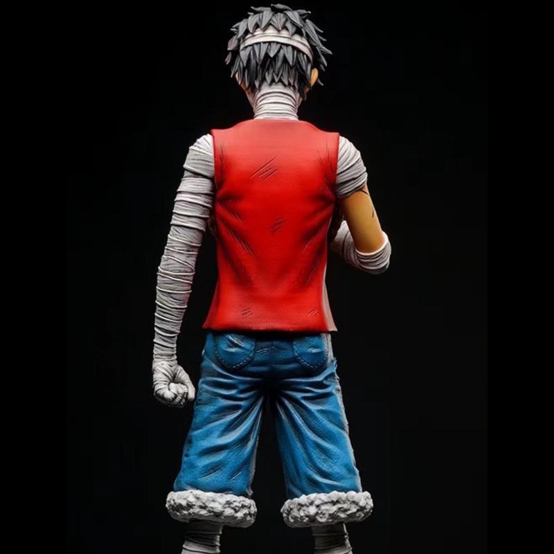 One Piece Anime Figure, Luffy Zoro Sanji Statue, Bandage Wounded Version Collectible Figurine with Extra Head, PVC Model Toy, Desktop Decoration, One Piece Fan Merch Gift