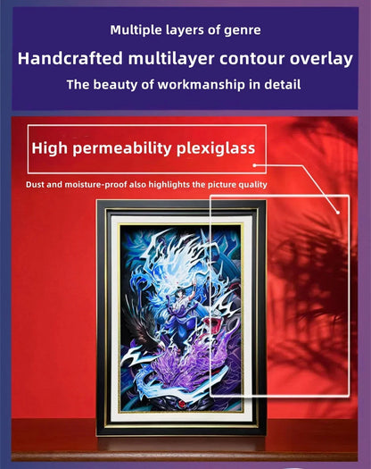 Naruto Uchiha Sasuke 3D Paper Cut Shadow Box Framed Art, Handmade Layered Papercraft Wall Decor, Anime Picture Frame, Fan Collectible Room Decor Gift