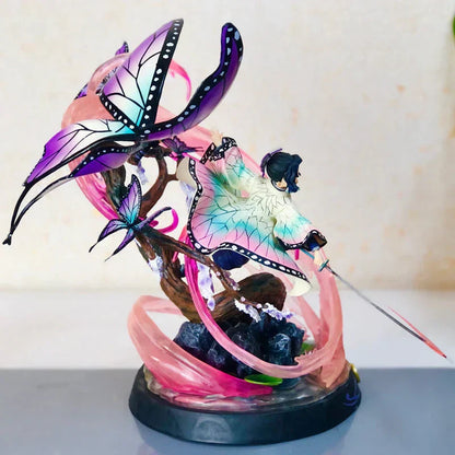 Demon Slayer Shinobu Kocho Figure, Hashira Shinobu Butterfly Resin Statue, Anime GK Bust Figurine with Butterfly Effect Base, Collectible Desktop Ornament Model Gift for Demon Slayer Fans