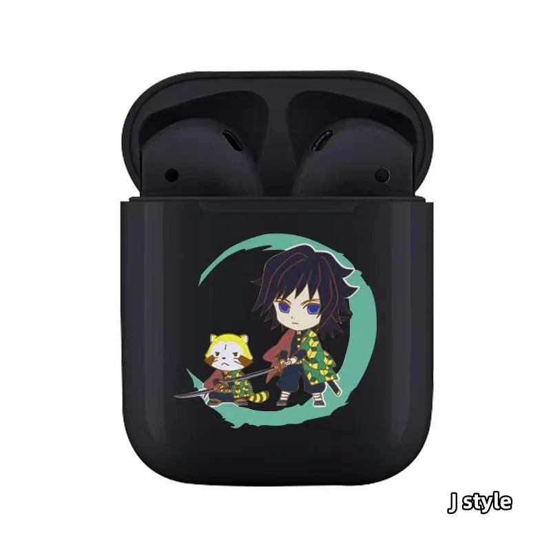 Demon Slayer Wireless Bluetooth Earbuds, Tanjiro Nezuko Zenitsu Giyuu Anime Print TWS Earphones, Touch Control Stereo Sound Headset, Portable Earbuds Case, Anime Fan Gift