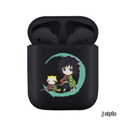 Demon Slayer Wireless Bluetooth Earbuds, Tanjiro Nezuko Zenitsu Giyuu Anime Print TWS Earphones, Touch Control Stereo Sound Headset, Portable Earbuds Case, Anime Fan Gift