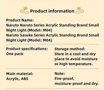Naruto Anime Acrylic 3D Night Light, Uzumaki Naruto & Uchiha Sasuke Figure LED Table Lamp, Anime Character Stand Light, USB Powered Bedroom Decor Lamp, Collectible Gift for Naruto Fans