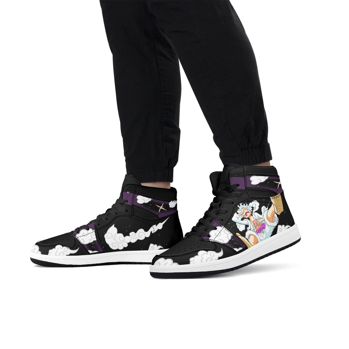 One Piece Luffy Gear 5 Anime High Top Sneakers, Custom Printed Nika Luffy Character Fashion Casual Shoes, One Piece Anime Streetwear Footwear, Anime Sneaker Gift for One Piece Fans