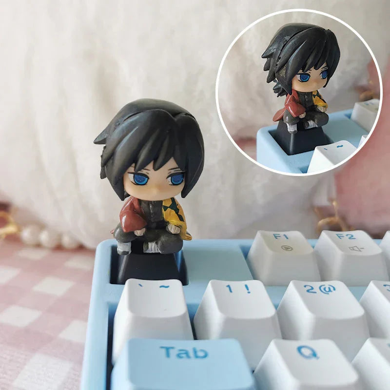 Demon Slayer Anime Keycap Set, 3D Handmade Resin Artisan Keycaps, Tanjiro Nezuko Zenitsu Inosuke Custom ESC Key Cap, Cherry MX Switch Decorative Keycap for Mechanical Keyboard