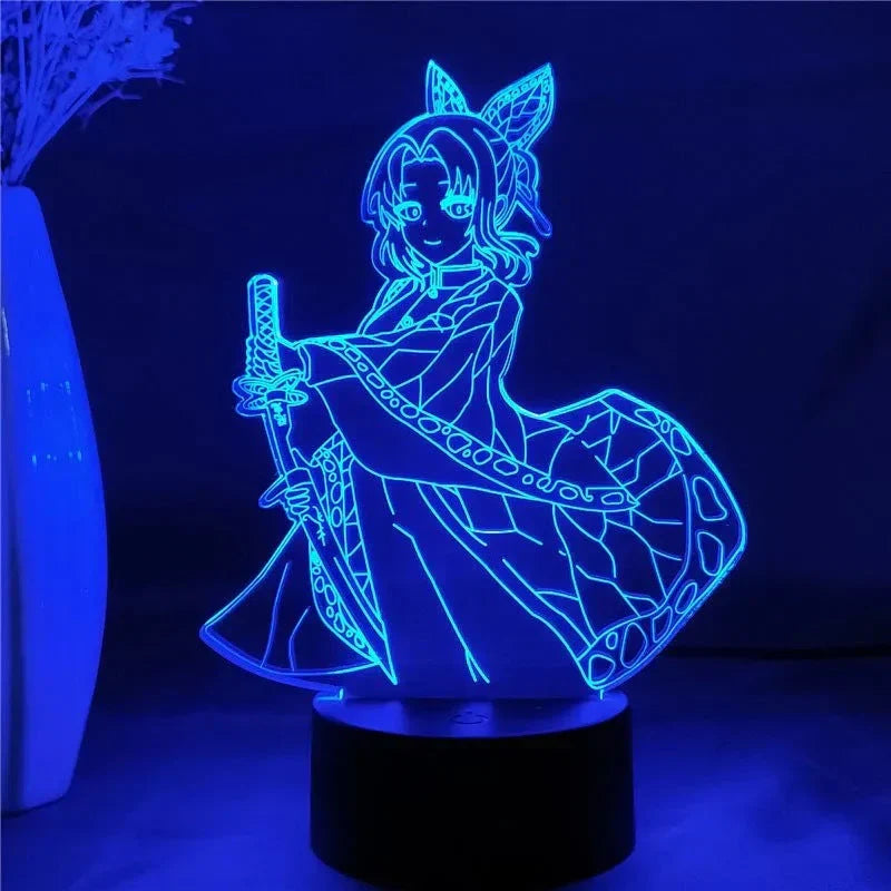 Demon Slayer 3D Illusion LED Night Light, Kimetsu No Yaiba Anime Character Table Lamp, Touch Control 7 Color Changing Acrylic Night Lamp, Bedroom Desktop Decor Birthday Gift for Demon Slayer Fans