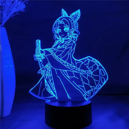 Demon Slayer 3D Illusion LED Night Light, Kimetsu No Yaiba Anime Character Table Lamp, Touch Control 7 Color Changing Acrylic Night Lamp, Bedroom Desktop Decor Birthday Gift for Demon Slayer Fans