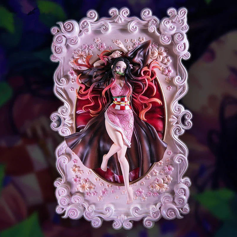 Demon Slayer Kimetsu no Yaiba GK Anime Figure, Tanjiro Rengoku Nezuko Giyu Character Statue with Special Effects Base, PVC Collectible Model Figurine, Anime Desk Decoration Gift for Demon Slayer Fans
