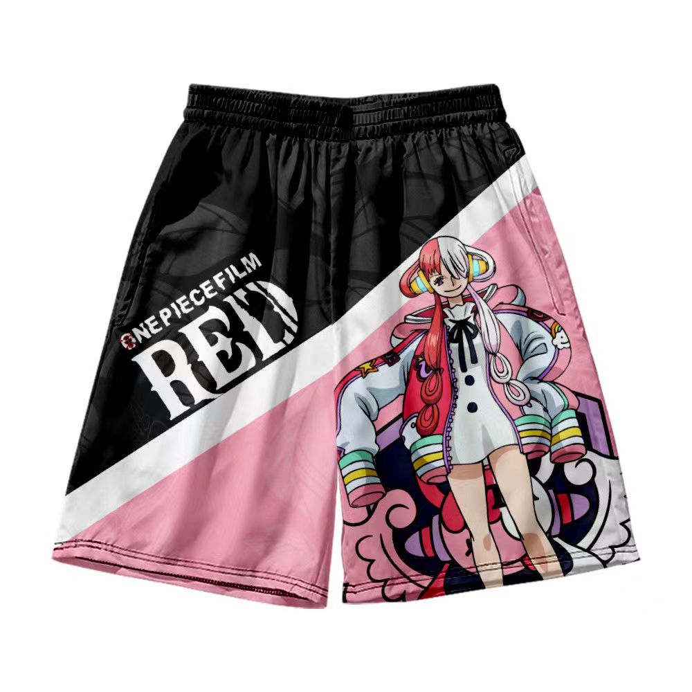 One Piece Film RED Anime Haori and Shorts Set, Japanese Kimono Cardigan with Shorts, 3D Full Print Cosplay Outfit, Loose Casual Anime Costume for Men Women, Anime Merch