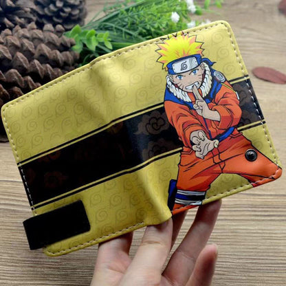 Naruto Anime Bifold Wallet, Multiple Character Printed PU Leather Short Purse, Snap Button Card Holder Cash Pocket Wallet, Naruto Itachi Sasuke Kakashi Naruto Merch Wallet Gift for Anime Fans