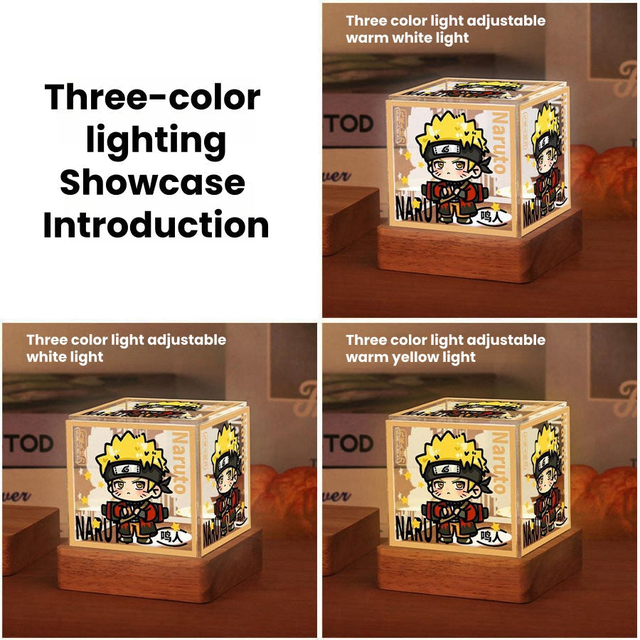 Naruto Anime Cube LED Night Light, Q Version Naruto Minato Obito Kakashi Sasuke Itachi Character Light Box, Acrylic Desk Lamp, Anime Collectible Decor Gift for Naruto Fans