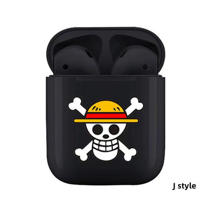 One Piece Anime TWS Wireless Earbuds, Luffy Zoro Sanji Chopper Skull Logo Printed Bluetooth Earphones, Stereo In-Ear Headphones with Portable Charging Case, Anime Fan Gift Wireless Headset
