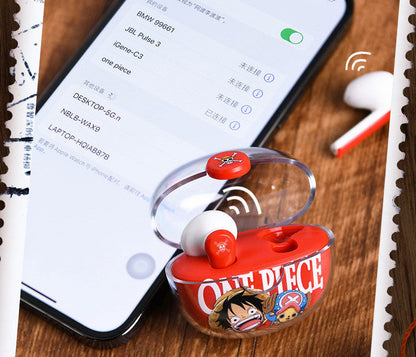 One Piece Monkey D. Luffy Tony Tony Chopper True Wireless Bluetooth 5.3 Earbuds Smart Touch Control Half‑in‑Ear Headphones with Transparent Charging Case Anime Gift For Fans