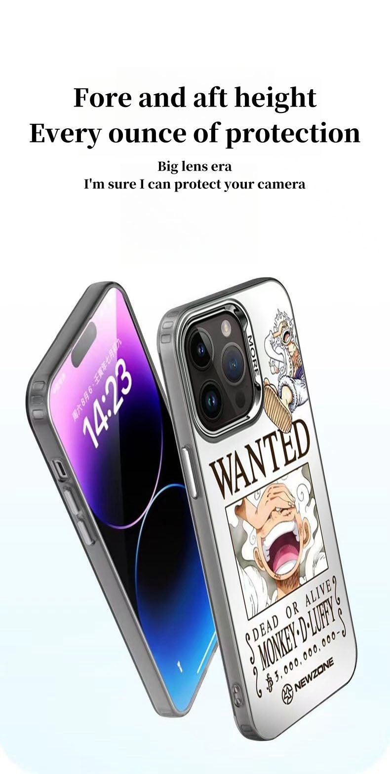 One Piece Anime Wanted Poster Phone Case for iPhone, Monkey D Luffy Roronoa Zoro Bounty Poster Shockproof Protective Cover, Classic One Piece Wanted Design Phone Shell, Anime Merch Gift for One Piece Fans