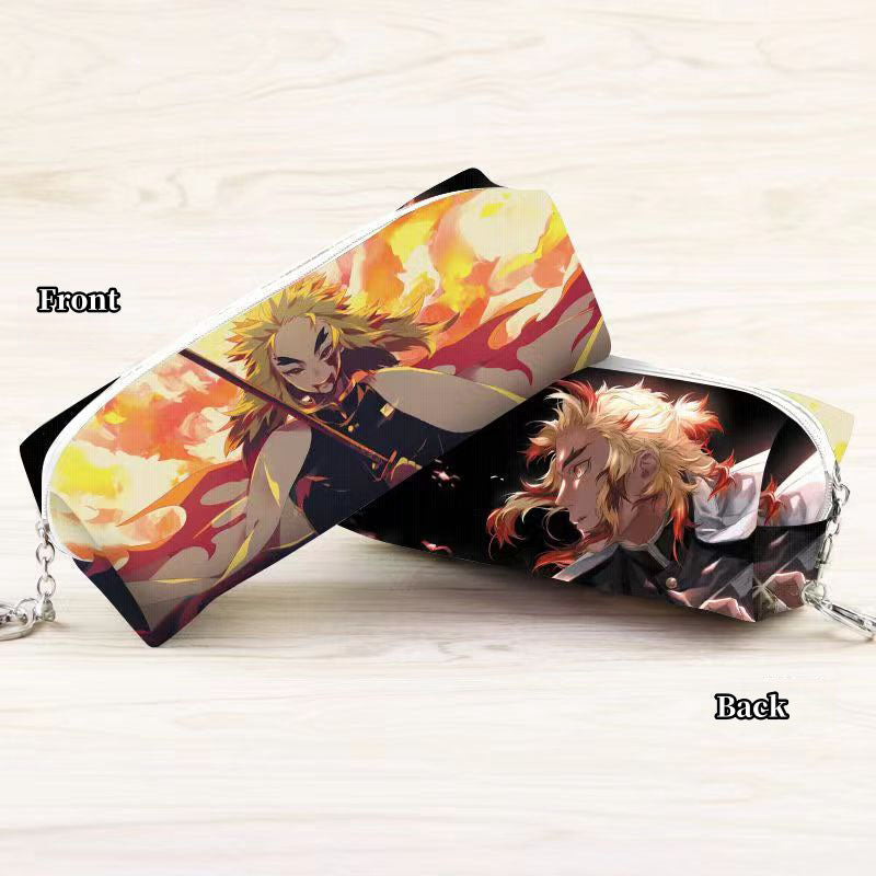 Demon Slayer Anime Pencil Case, Multi Styles Tanjiro Nezuko Zenitsu Rengoku Printed Pen Bag, Large Capacity Zipper Stationery Pouch, Demon Slayer Merch Makeup Bag Gift for Students Anime Fans
