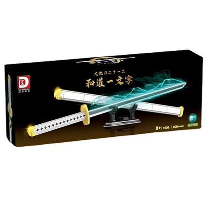One Piece Wado Ichimonji Katana Building Blocks Set, Anime Samurai Sword Model, DIY Assembly Bricks with Display Stand, Zoro Replica Sword Building Kit, Collectible Desktop Decor Gift for Adults Teens Anime Fans
