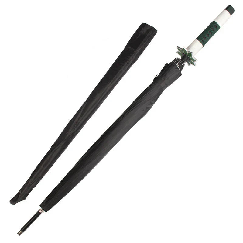 Demon Slayer Nichirin Sword Umbrella, Anime Katana Shaped Long Handle Umbrella, Tanjiro Zenitsu Giyuu Rengoku Samurai Sword Umbrella, Cosplay Prop Rain Sun Umbrella, Anime Collectible Gift for Fans