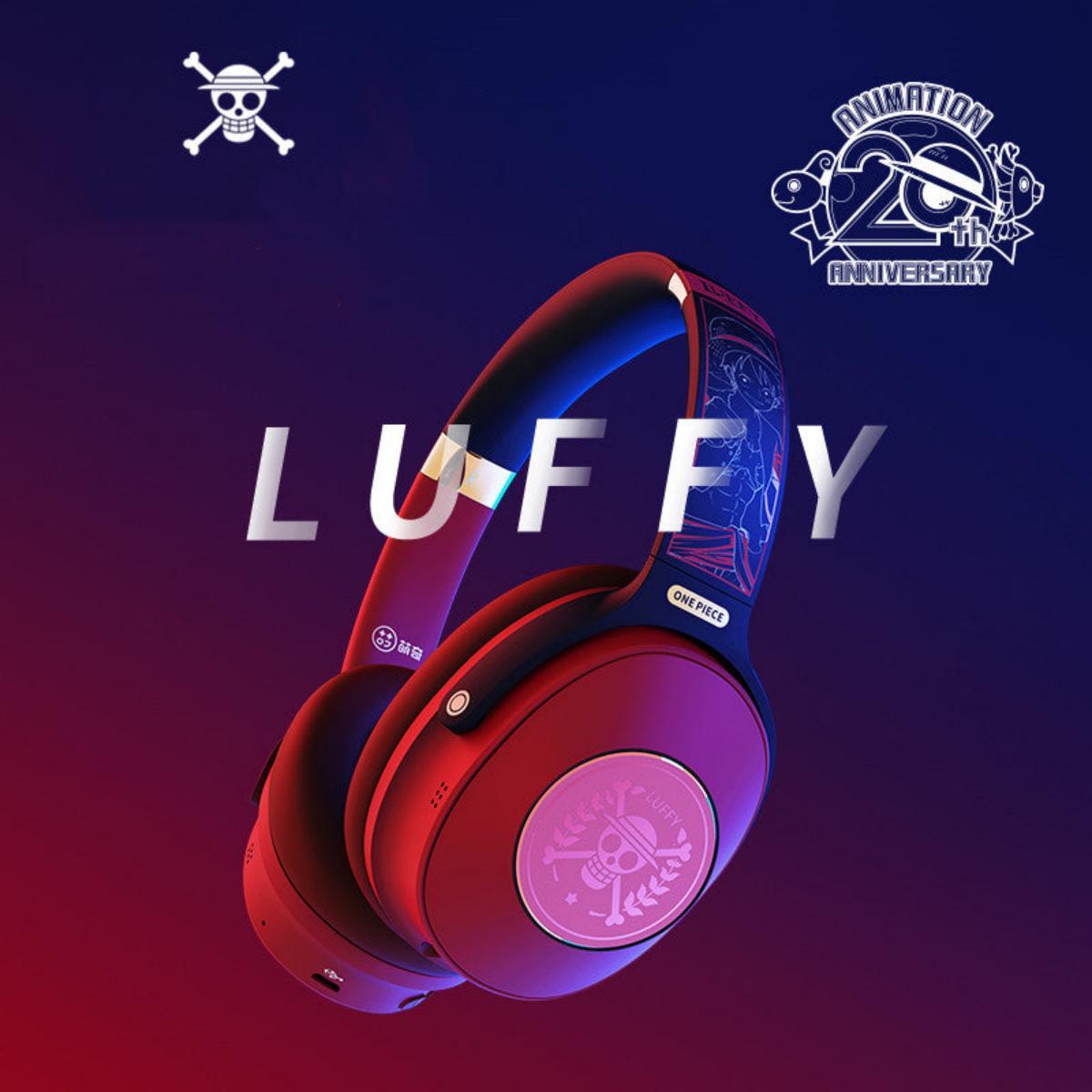 One Piece Luffy Zoro Over-Ear Bluetooth Headphones, Anime Wireless Foldable Headset with RGB LED Light, Stereo Bass Gaming Headphones, Built-in Mic for Travel Phone Call Anime Fans Gift