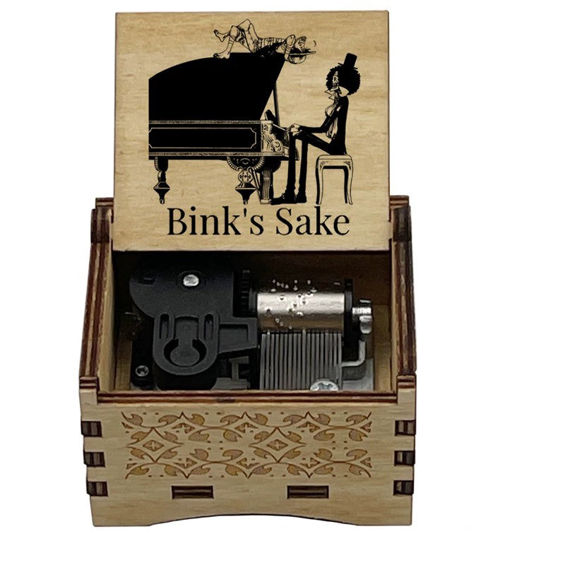 One Piece Monkey D Luffy Roronoa Zoro Nami Sanji Wooden Hand Crank Music Box, Bink's Sake Melody Collectible Decor Music Box Gift for Anime Fans