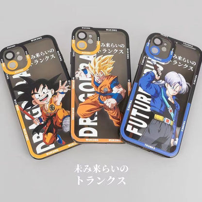 Dragon Ball Z Anime Phone Case, Goku Trunks Vegeta Clear Transparent Protective Cover, DBZ Cartoon Character Shockproof Phone Case for iPhone, Anime Fan Merch Phone Shell