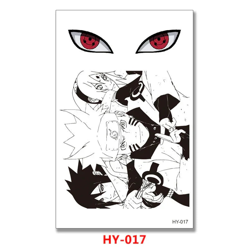 Naruto Anime Temporary Tattoo Stickers, Sharingan Akatsuki Uchiha Waterproof Fake Tattoos, Cosplay Body Art Stickers, Anime Party Decorations Gift for Naruto Fans