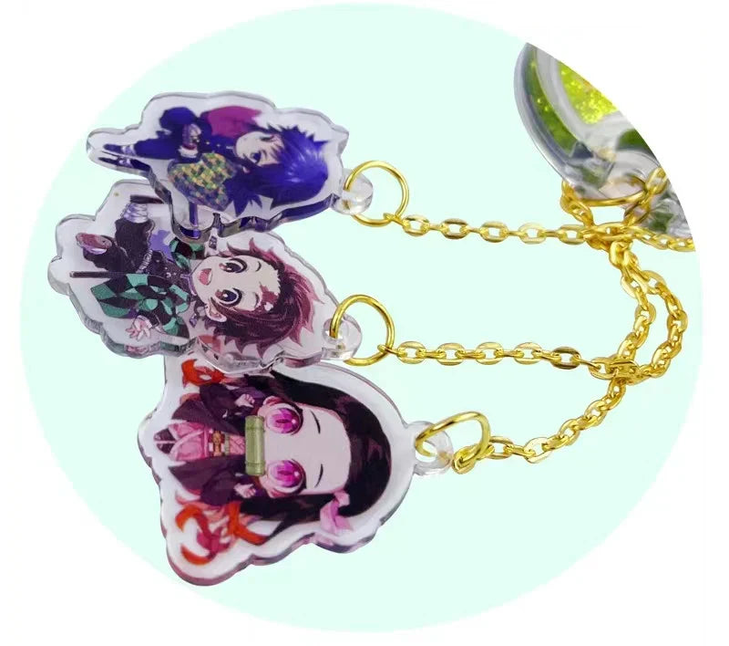 Demon Slayer Quicksand Acrylic Bookmark, Anime Tanjiro Nezuko Zenitsu Inosuke Glitter Liquid Floating Bookmark, Cute Character Pendant Book Marker, Reading Page Holder, Demon Slayer Fan Collectible Gift