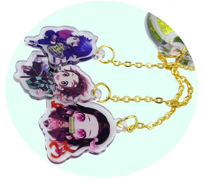 Demon Slayer Quicksand Acrylic Bookmark, Anime Tanjiro Nezuko Zenitsu Inosuke Glitter Liquid Floating Bookmark, Cute Character Pendant Book Marker, Reading Page Holder, Demon Slayer Fan Collectible Gift