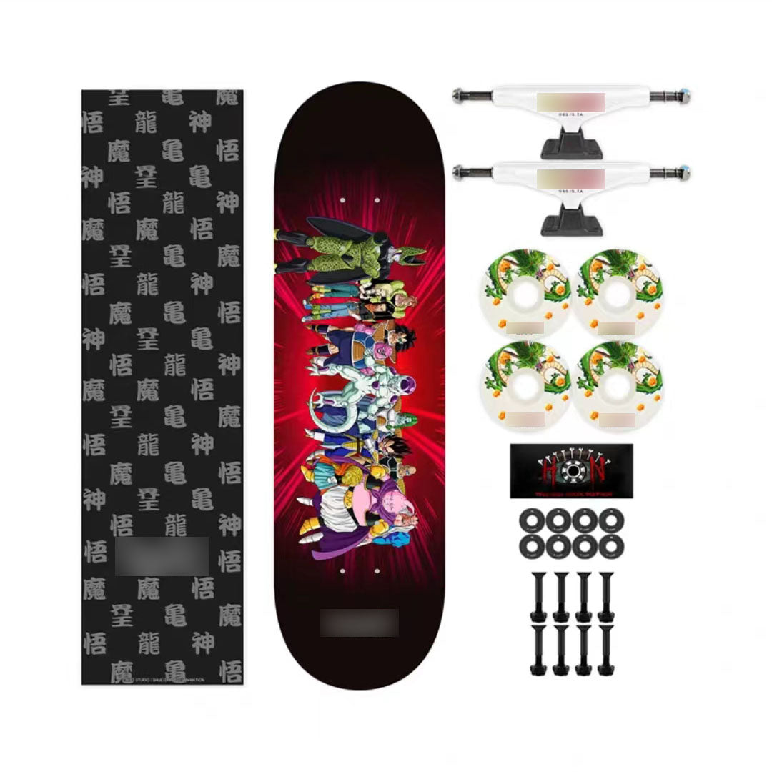 Dragon Ball Z Anime Skateboard Deck, Multiple Classic Characters Goku Vegeta Frieza Buu Printed Complete Skateboard, Dragon Ball Anime Street Skateboard, Anime Fan Collectible Gift