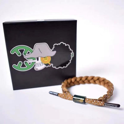 One Piece Anime Braided Bracelet, Straw Hat Pirates Woven Rope Wristband, Adjustable Character Themed Bracelets, One Piece Cosplay Jewelry, Anime Fan Gift for Men Women Teens