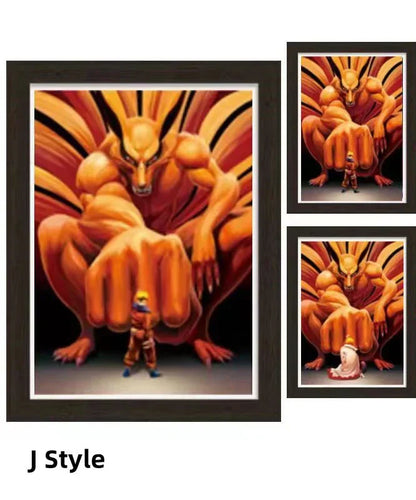 Naruto 3D Lenticular Poster with Frame, Anime Flip Changing Picture Art, Kakashi Sasuke Gaara Naruto Wall Decor, Bedroom Hanging Painting, Naruto Fan Merch Gift