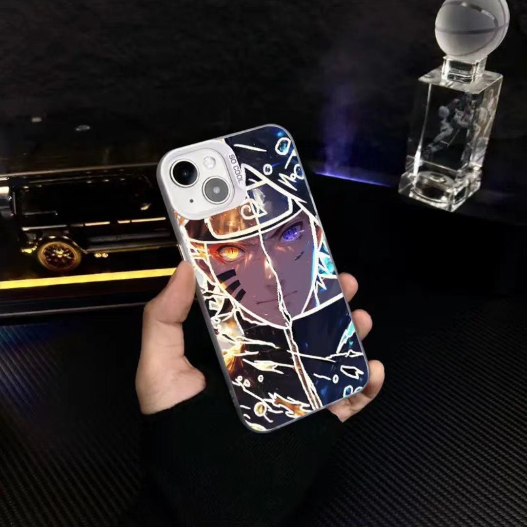 Naruto Anime Phone Case for iPhone, Cool Cracked Line Naruto Sasuke Character Print Case, Shockproof Soft TPU Protective Cover, Anime Naruto Merch Phone Shell Gift for Anime Fans