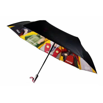 Naruto Anime Folding Umbrella, Akatsuki Red Cloud Pattern Windproof Rain Sun Umbrella, Anti-UV Portable Foldable Parasol, Cosplay Merch Gift for Naruto Fans