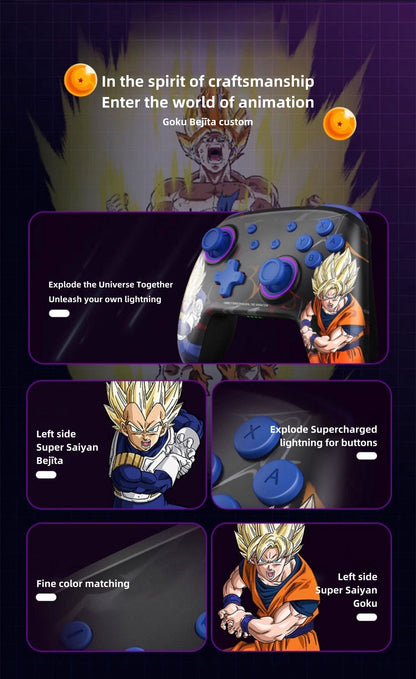 Dragon Ball Super Goku Vegeta Wireless Game Controller, Anime RGB Bluetooth Gamepad with NFC, Programmable Turbo Function Gaming Controller, Dragon Ball Merch Game Controller Gift for Anime & Game Fans