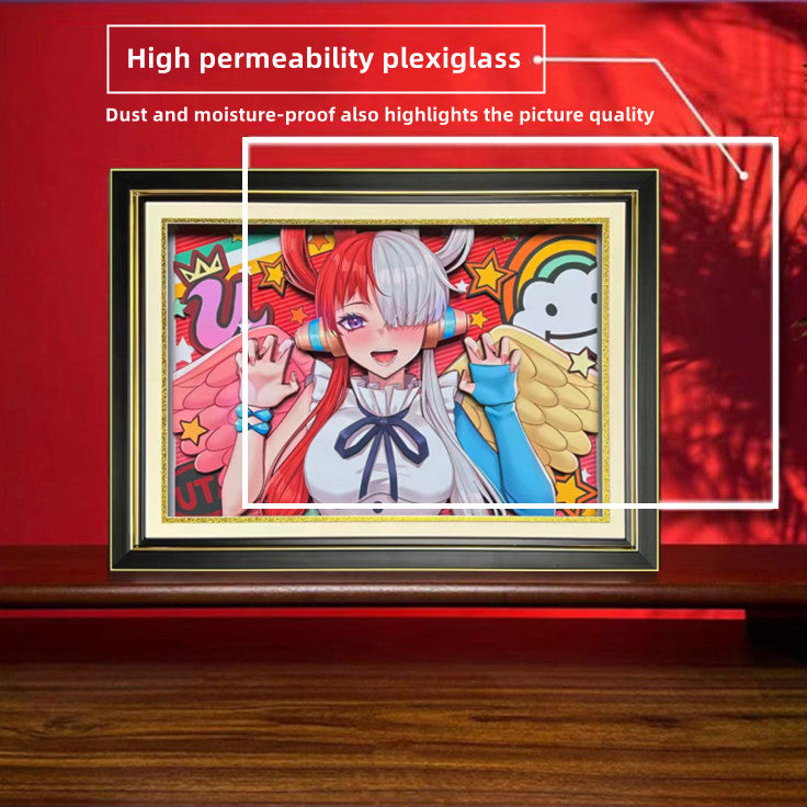 One Piece Uta 3D Layered Paper Cut Framed Wall Art, Anime Uta Stereoscopic Paper Craft Painting, One Piece Red Movie Character Poster, Ready to Hang Home Bedroom Decor Collectible Gift for Anime Fans