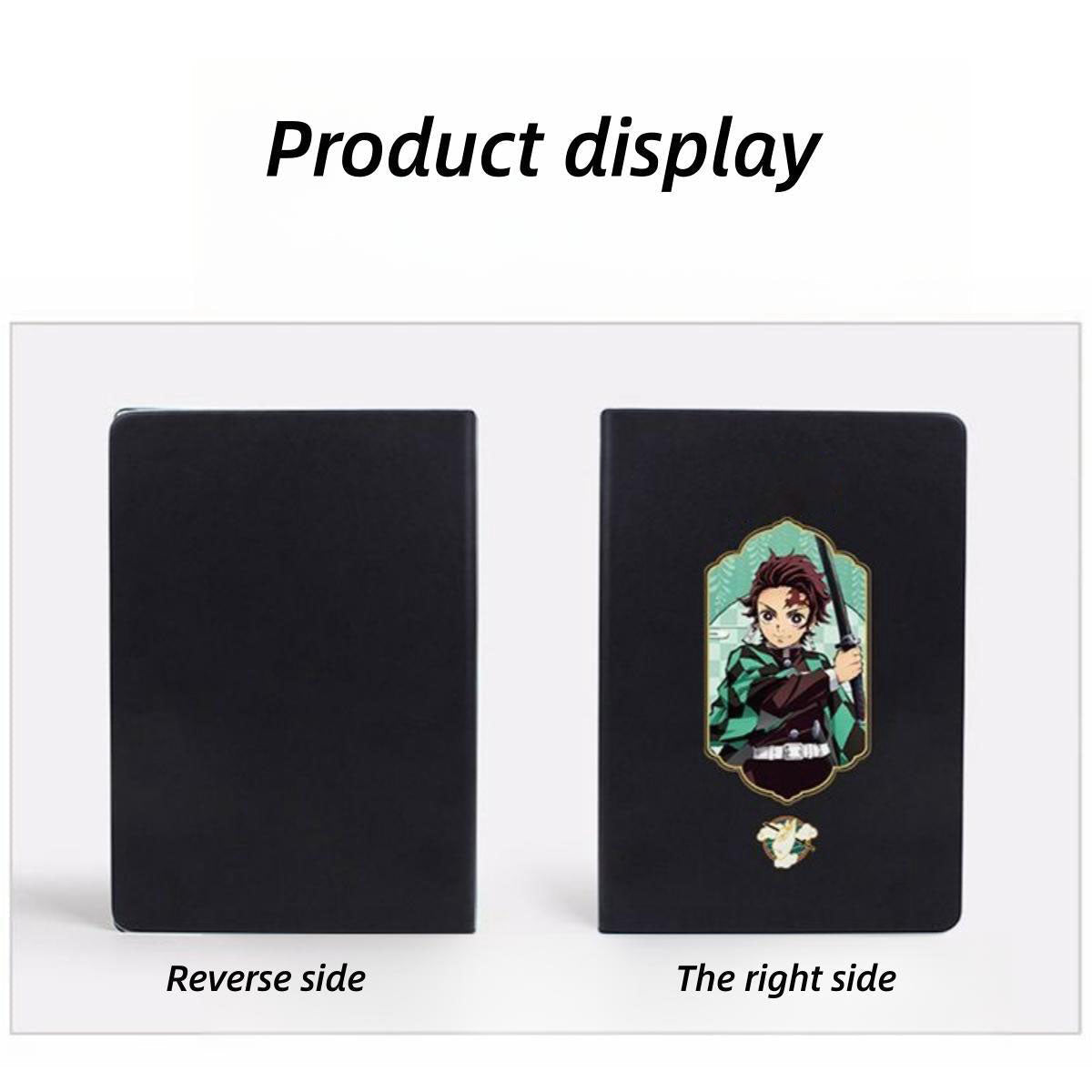 Demon Slayer Anime Notebook & Pen Gift Set, Tanjiro Nezuko Zenitsu Inosuke Character Journal with Metal Badge, Hardcover Writing Notebook Stationery Set, Anime Collectible Gift for Demon Slayer Fans