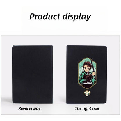 Demon Slayer Anime Notebook & Pen Gift Set, Tanjiro Nezuko Zenitsu Inosuke Character Journal with Metal Badge, Hardcover Writing Notebook Stationery Set, Anime Collectible Gift for Demon Slayer Fans