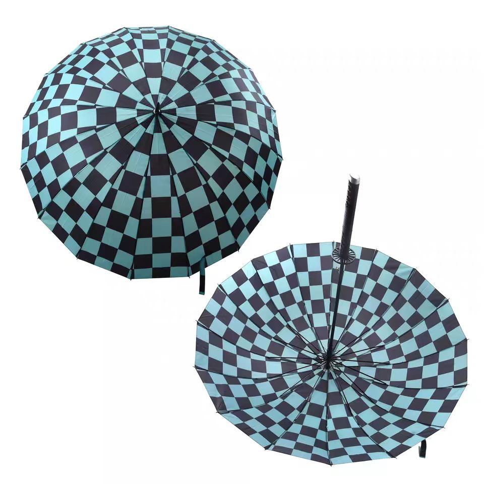 Demon Slayer Anime Sword Umbrella, Katana Shape Handle Long Rain Umbrella, Tanjirou Zenitsu Shinobu Pattern Parasol, Windproof Sun Rain Umbrella, Demon Slayer Cosplay Merch Gift for Anime Fans