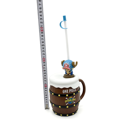 One Piece Monkey D. Luffy Tony Tony Chopper Trafalgar Law Barrel Shaped Straw Cup, Collectible Figure Lid Drinking Mug With Straw For Fans Collection