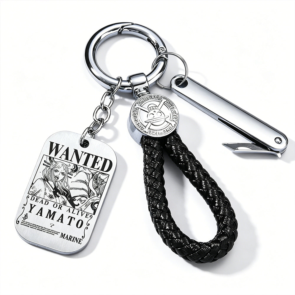 One Piece Wanted Poster Metal Dog Tag Keychain