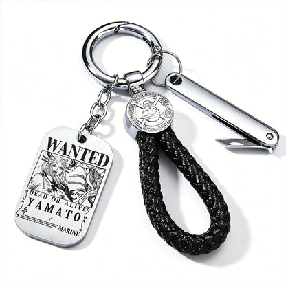 One Piece Wanted Poster Metal Dog Tag Keychain