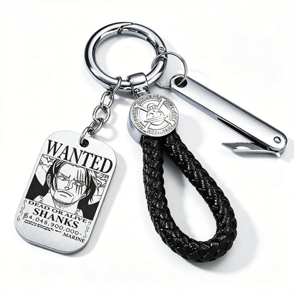 One Piece Wanted Poster Metal Dog Tag Keychain