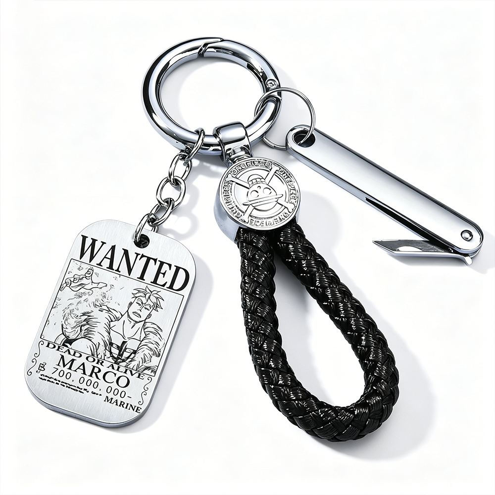 One Piece Wanted Poster Metal Dog Tag Keychain